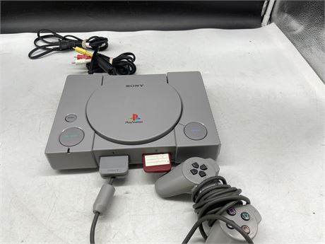 PS ONE WITH 2 MEMORY CARDS & CONTROLLER