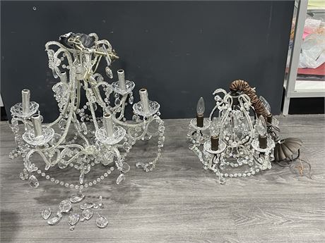 2 CRYSTAL CHANDELIERS (LARGEST 19”x23”)