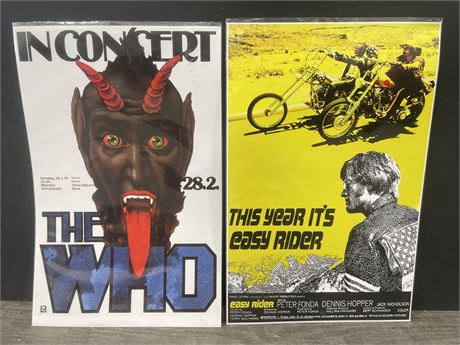 2 BAND POSTERS INCL: THE WHO & EASY RIDER (11”x17”)