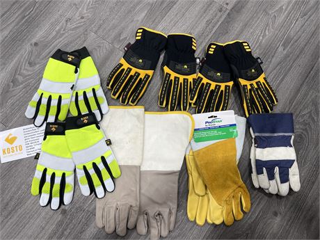 7 PAIRS OF WORK GLOVES - NEW