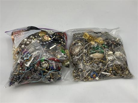 2 LARGE BAGS OF COSTUME JEWELRY