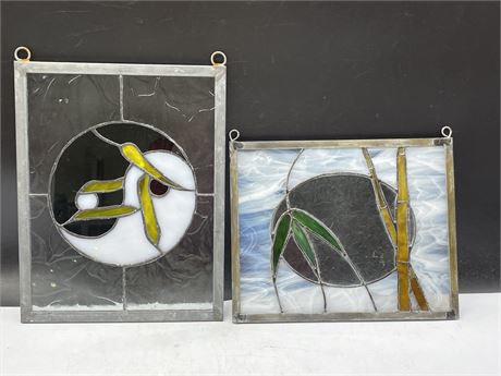 2 STAINED GLASS WINDOWS (LARGEST 9”x12”)