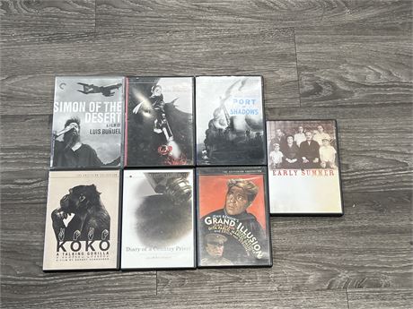7 CRITERION COLLECTION DVDS, EXCELLENT CONDITION