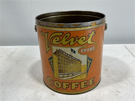 LARGE VELVET COFFEE TIN (9” tall)