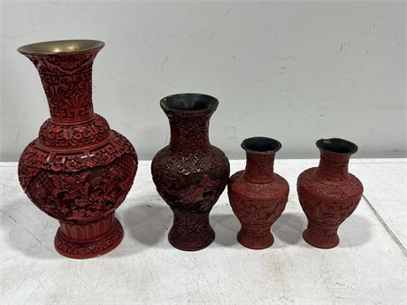 4 CHINESE VASES (Tallest is 12”)