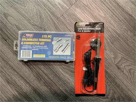 (NEW) 30W SOLDERING IRON / NEW TERMINAL & CONNECTOR KIT.