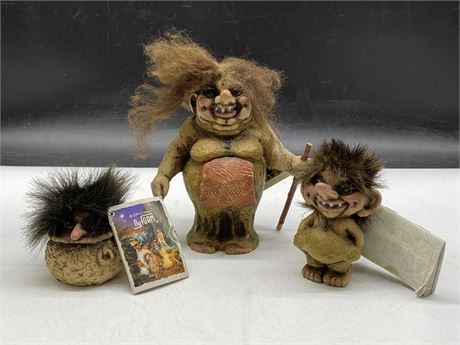 3 NYFORM TROLLS MADE IN NORWAY W/TAGS (TALLEST IS 7”)