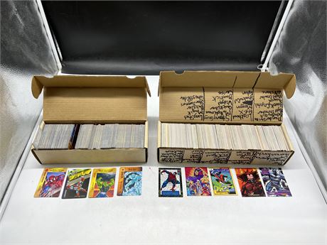 2 BOXES OF MARVEL CARDS - MARVEL CARD GAME & 1990s CARDS