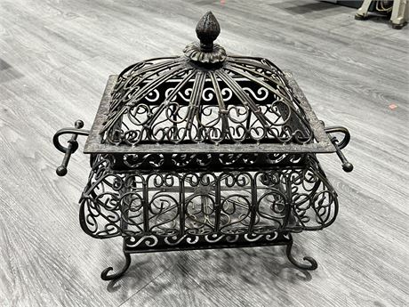 VINTAGE FRENCH PROVINCIAL BOX IRON CAGE (17” wide, 14” tall)