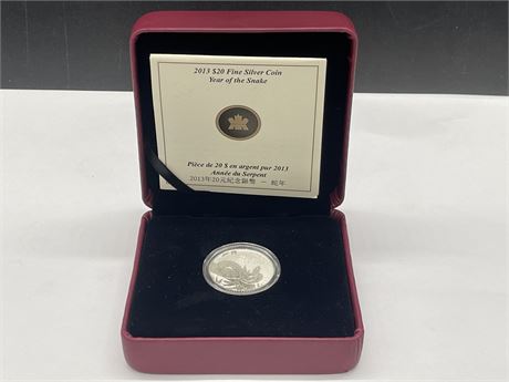 ROYAL CANADIAN MINT 2013 $20 FINE SILVER .999 COIN
