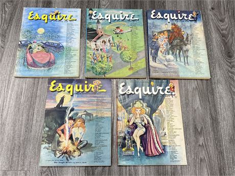 5 LARGE VINTAGE ESQUIRE MAGAZINES FROM 1947
