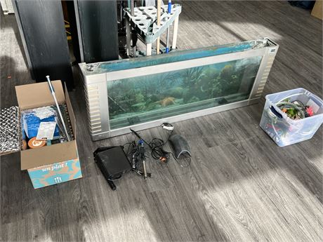 HIGH QUALITY FISH TANK W/ ALL ACCESSORIES (59” wide)