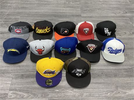 LOT OF 12 MISC. SPORTS HATS