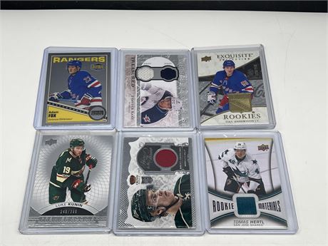 6 NHL ROOKIE / PATCH / LIMITED ED. CARDS
