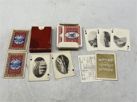 2 DECKS OF VINTAGE YUKON WHITE PASS PLAYING CARDS