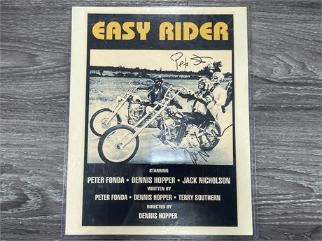 EASY RIDER POSTER SIGNED BY PETER FONDA & JACK NICHOLSON (COA) (11.5”X14.5)