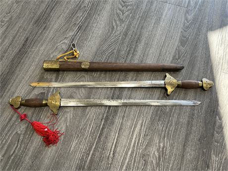 DECORATIVE TWIN SWORDS IN SHEATH (27” long)