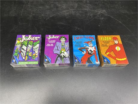 4 NEW SETS OF DC PLAYING CARDS