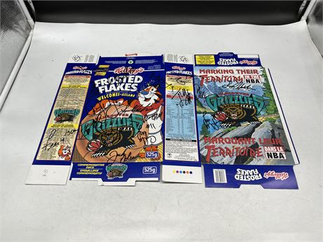 VANCOUVER GRIZZLIES TEAM SIGNED CEREAL BOX