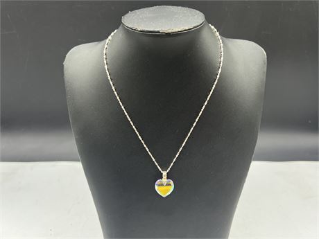 925 STERLING NECKLACE W/HEART PENDANT (16”)