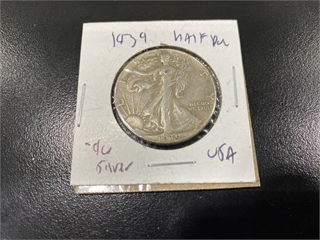1939 USA HALF DOLLAR SILVER COIN