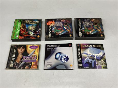 4 PLAYSTATION 1 GAMES, DEMO DISC & PS2 START UP DISC