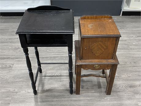 2 VINTAGE WOODEN NIGHTSTAND TABLES (16”X29” LARGEST)