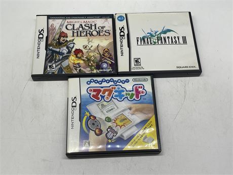 3 MISC DS GAMES INCL: JAPANESE SLIDE ADVENTURE MAGKID