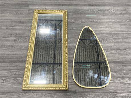 2 GOLD FRAMED MIRRORS (18”X44” LARGEST)