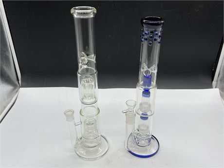2 CLEAN GLASS BONGS (Tallest is 16”)