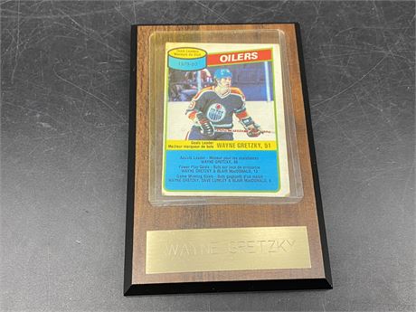 1979/80 GRETZKY TEAM LEADER CARD & PLAQUE