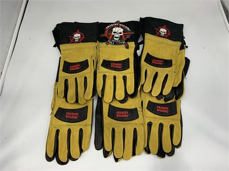 (NEW) 6 PAIRS ANARCHY WELDING GLOVES - LARGE