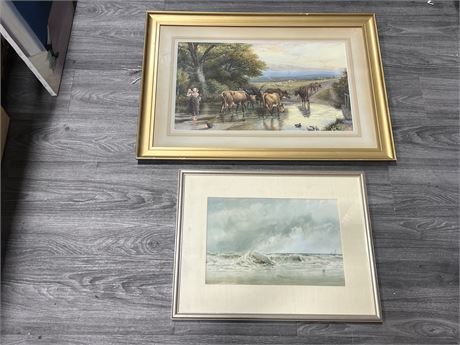 2 FRAMED ORIGINAL PAINTINGS (Largest is 33”x23.5”)