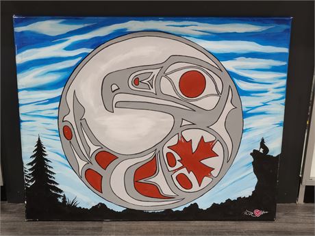 SIGNED INDIGENOUS PAINTING 31"X40")