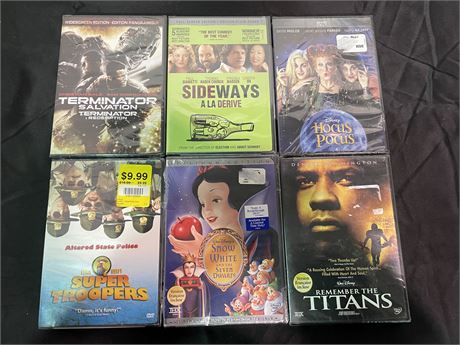 6 NEW IN SEAL DVDS