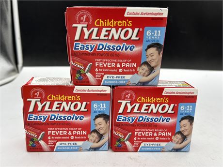 3 BOXES OF CHILDRENS TYLENOL