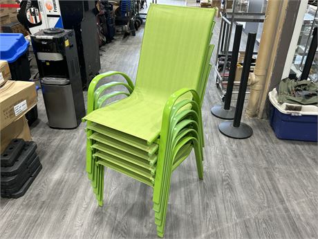 6 GREEN PATIO CHAIRS