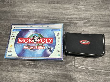 MONOPOLY.COM EDITION & SCRABBLE TRAVEL BOARD GAMES