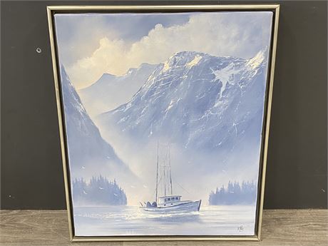 FRAMED SAILBOAT PAINTING (21”X26”)