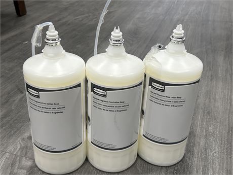 3 RUBBERMAID COMMERCIAL SOAP DISPENSERS - 1600 ML EACH