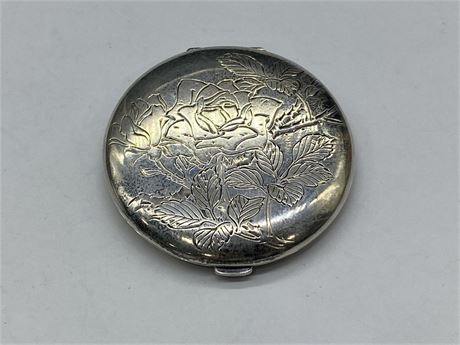 VINTAGE SILVER CHINESE POWDER COMPACT - 60.5 GRAMS (2.5”)