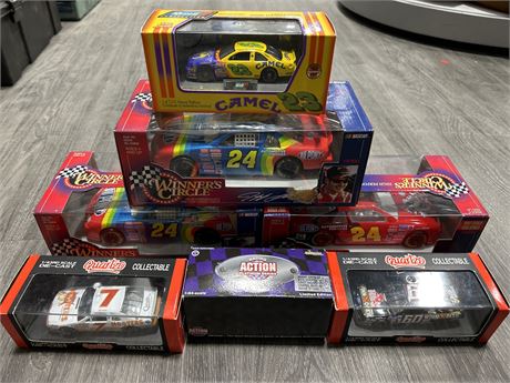 7 DIECAST NASCAR DIECASTS - ALL NEW IN BOX - ASSORTED SIZES