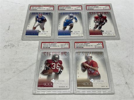 5 GRADED PSA NFL CARDS (2002)