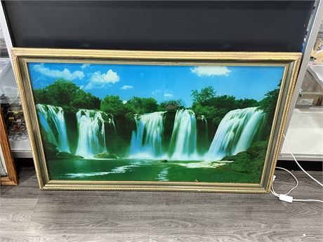 VINTAGE 1960s MOTION WATERFALL RELAXATION LIGHT / PICTURE (47”x30”)