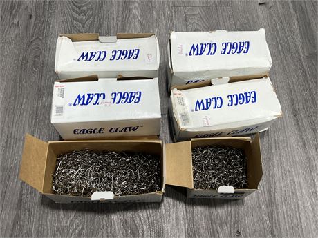 6 BOXES OF EAGLE CLAW FISHING HOOKS