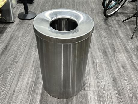 HEAVY DUTY STAINLESS STEEL GARBAGE CAN - 29” TALL 9” DIAMETER