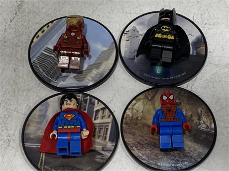 LOT OF 4 LEGO SUPERHERO MAGNETS