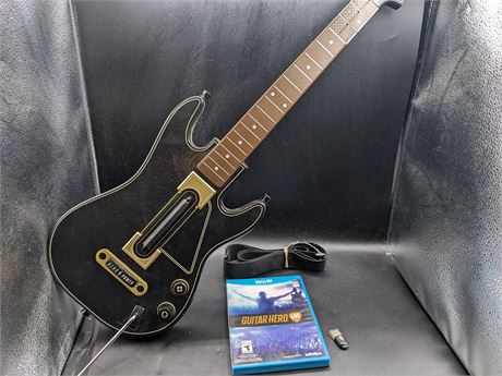 GUITAR HERO LIVE WITH GUITAR & DONGLE - VERY GOOD CONDITION - WII-U