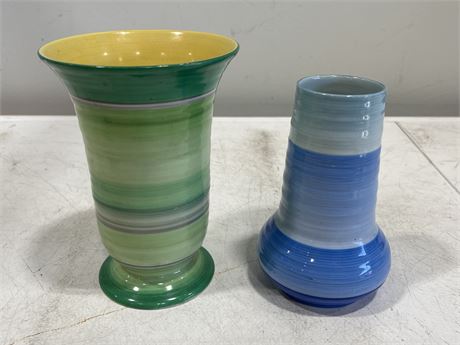 2 VINTAGE SHELLEY ENGLAND POTTERY VASES (Tallest is 7.5”)