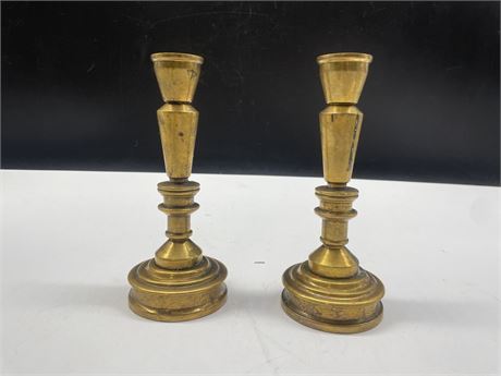 2 HEAVY BRASS 7” CANDLE HOLDERS